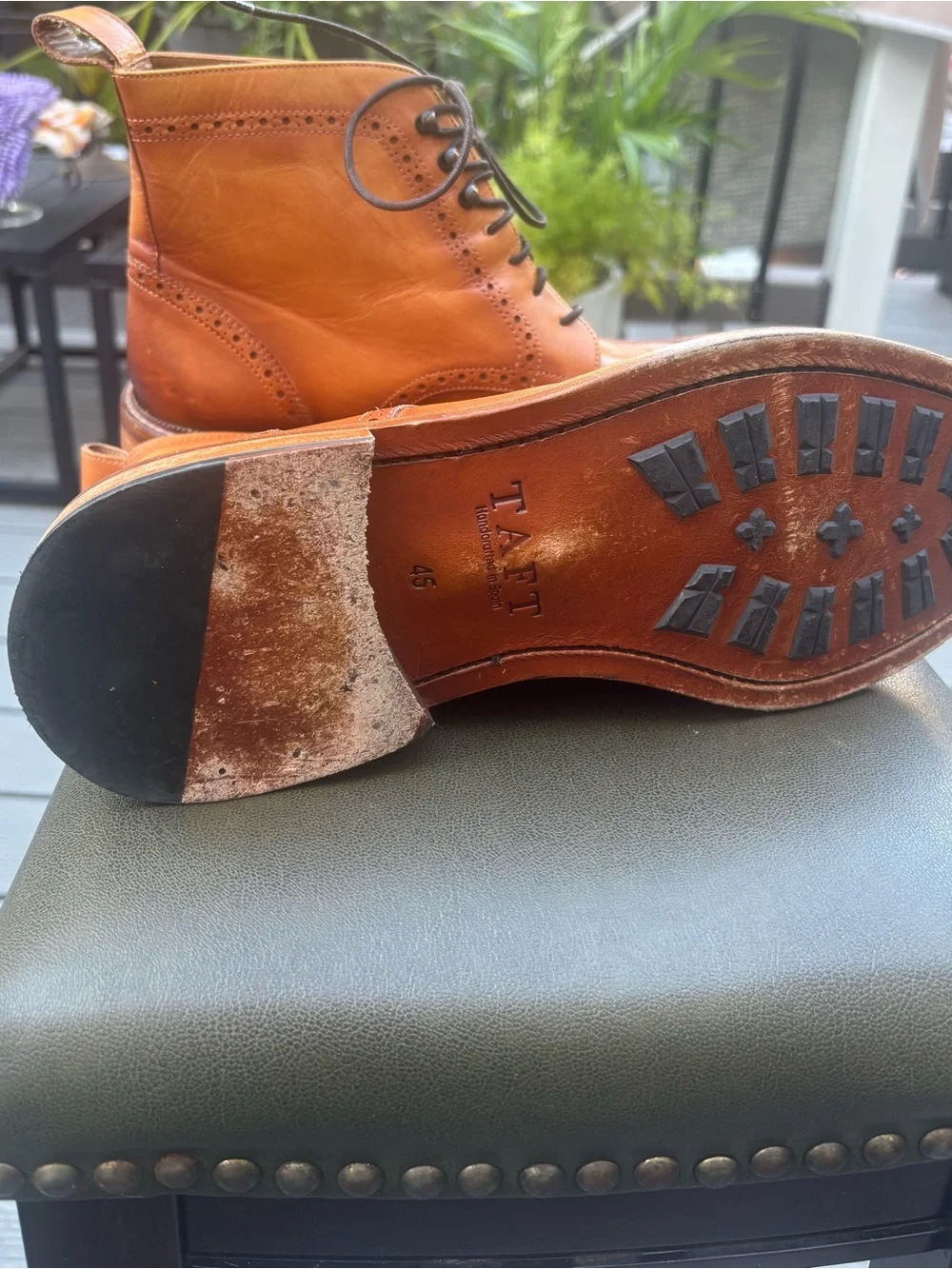 Taft The Mack Men's 45 US 12 Wingtip Combat High Top Dress Boots Honey Brown EUC